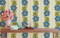 Stylish blue floral stripe wallpaper for a chic and modern vibe.
