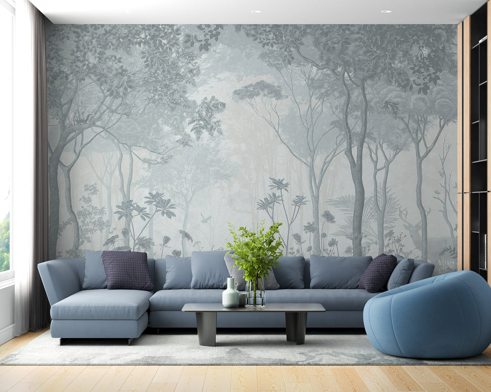 Fog-Filled Forest Scene Wallpaper Murals for Mystical Decor Fog-Filled Forest Scene Wallpaper Murals for Mystical Decor