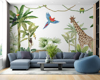 Dreamy animal and plant kingdom wallpaper mural
