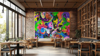 Colorful graffiti splash wall mural wallpaper for homes.