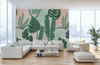 Vibrant Green Leaves Wall Art Mural
