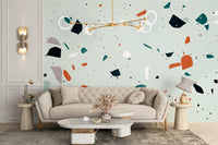 Multicolored terrazzo design mural
