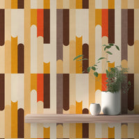 Vibrant retro-style wall mural for interiors
