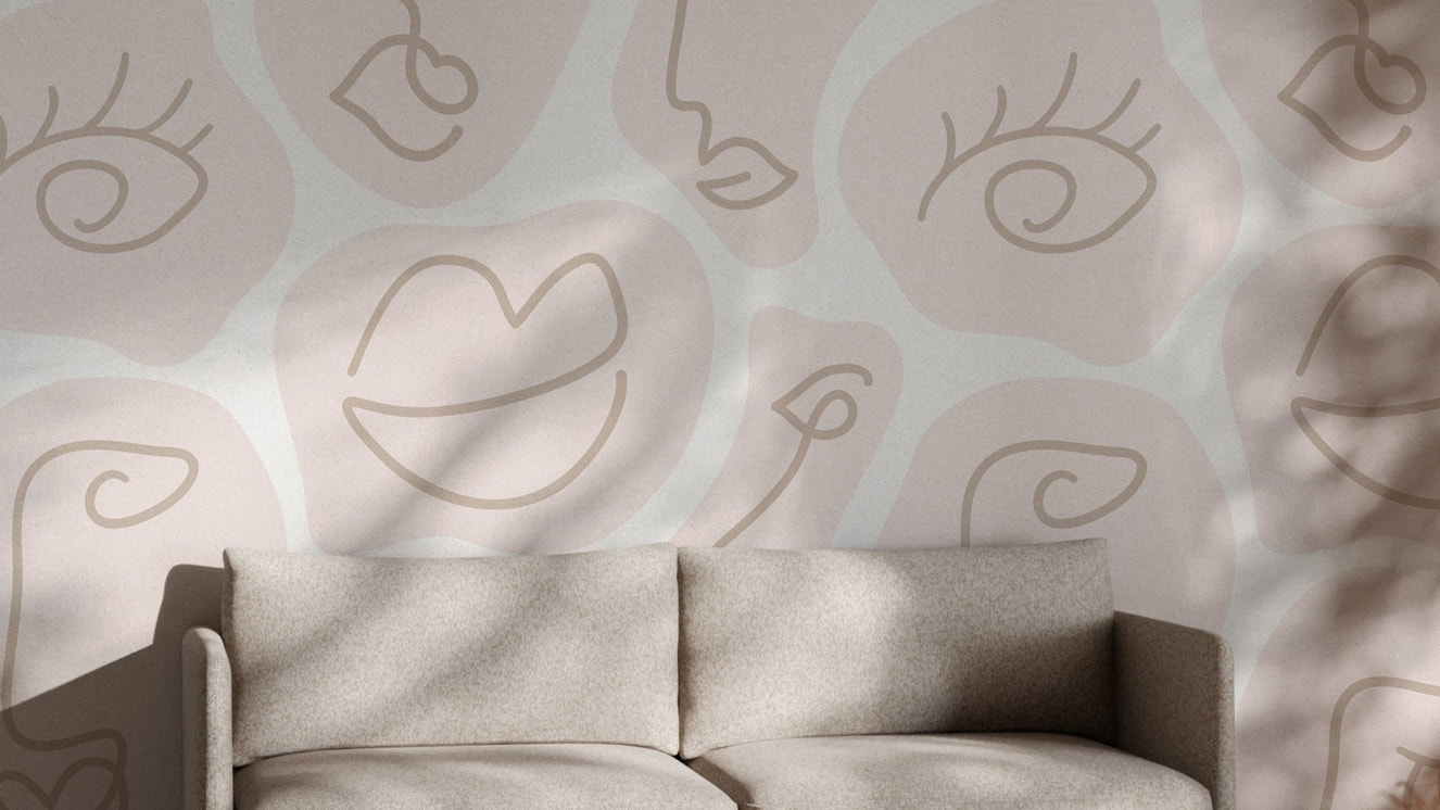 Contemporary human face line wallpaper mural for chic decor.
