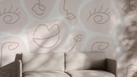 Contemporary human face line wallpaper mural for chic decor.
