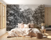 Black and White Lakeside Talk Wallpaper Mural - Giffywalls