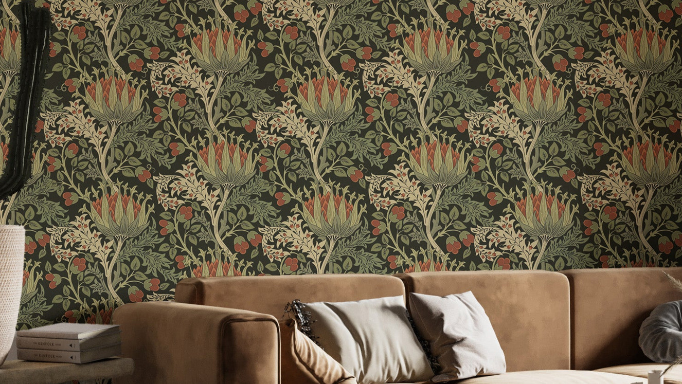 Floral pattern mural with timeless beauty