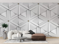 Contemporary 3D white triangle wallpaper for chic walls.