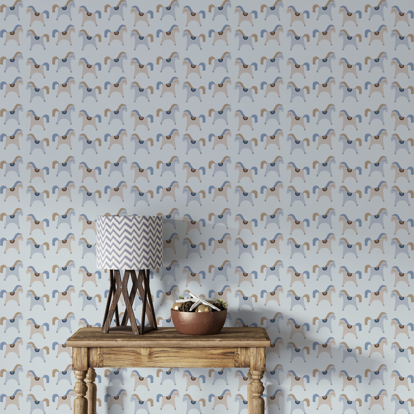 Nostalgic fairground wallpaper in blush and cream hues

