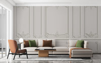 Georgian White Wood Molding Panel Wallpaper Mural - Giffywalls