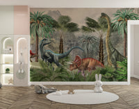 Colorful mesozoic mingle mural design for interiors