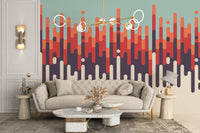 Abstract Retro Vintage Strip Pattern Wallpaper Mural - Giffywalls