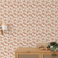 Peel and stick wallpaper with neutral foliage pattern


