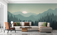 Dark Sunset Mountains Wallpaper Mural - Giffywalls