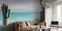 Tranquil ocean mural featuring calm waters for living room