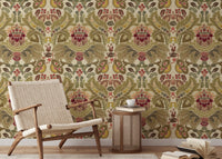 Regal Petals Damask wallpaper with intricate floral patterns.
