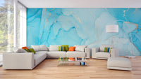 Turquoise Alcohol Art Wallpaper Mural - Giffywalls