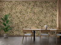 Stylish wallpaper featuring delicate pink flowers and greenery
