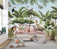 Safari-inspired jungle wallpaper featuring wild animal adventures.