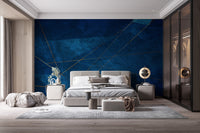 Abstract dark blue grunge wallpaper for professional interiors.
