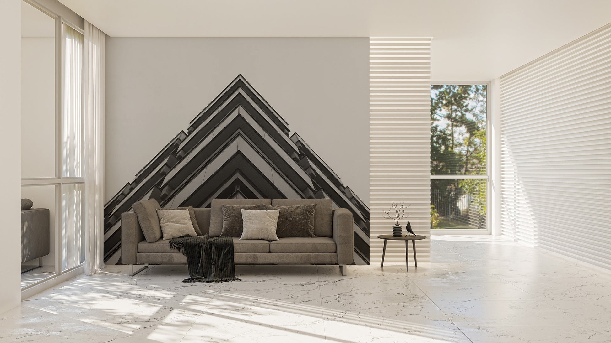 Urban Grey Concrete 3D Building Wallpaper Mural design
