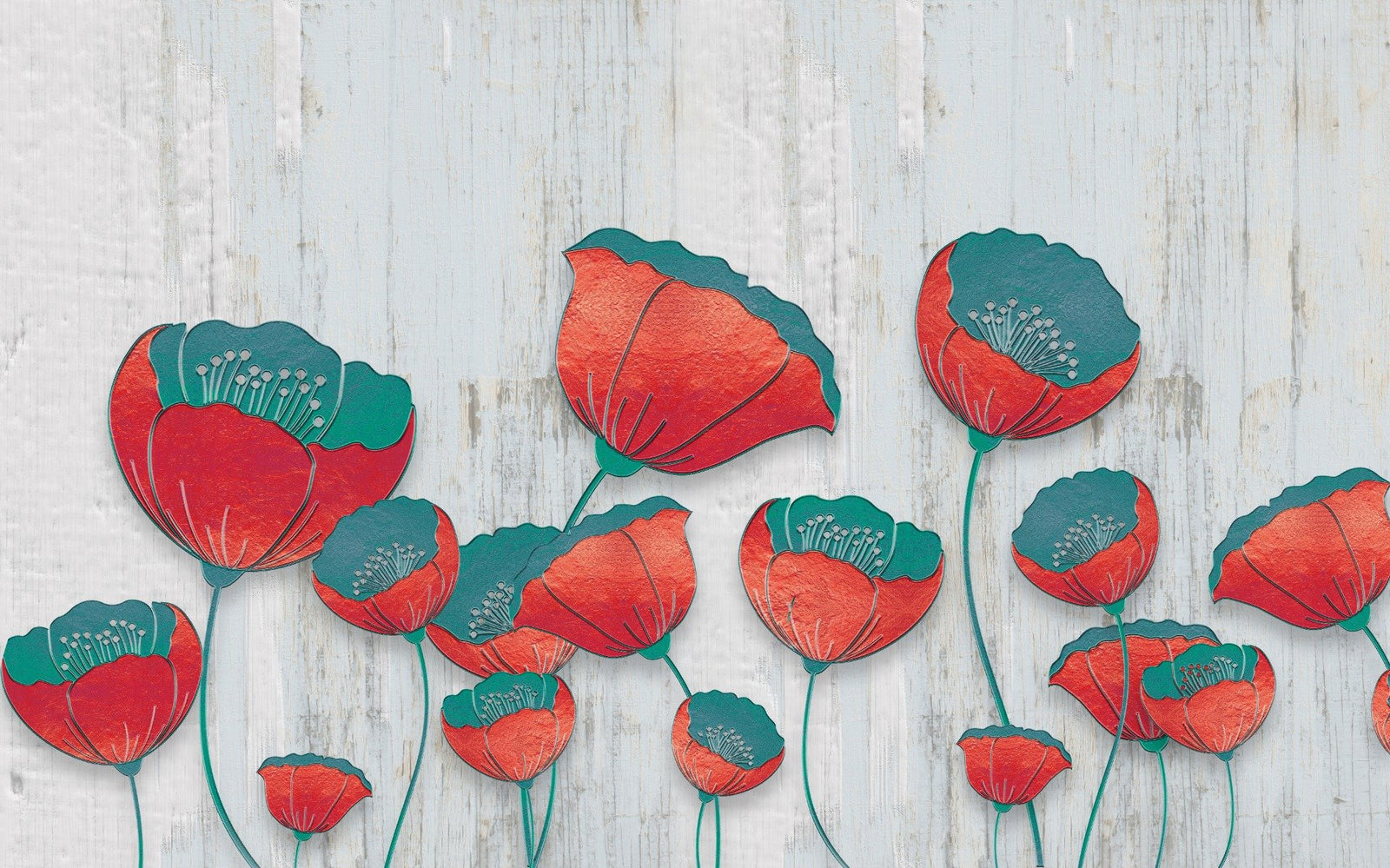 Blooming 3D Red Floral Wallpaper Mural in your room