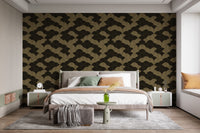 Sophisticated black and gold circular wallpaper