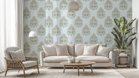 Ornate vintage damask wallpaper mural for classic wall decor.