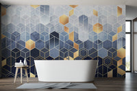 Hexagonal Ombre Gold Wallpaper Mural - Giffywalls