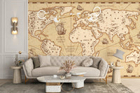 Antique world map design wallpaper
