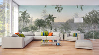 Tropical Trees Under Cerulean Skies Wallpaper Mural - Giffywalls