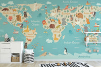 Nursery world map wallpaper for children
