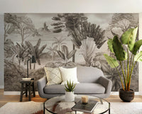 Wildlife-inspired jungle mural featuring a shooter design.
