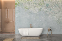 Soft floral wallpaper for elegant bathrooms