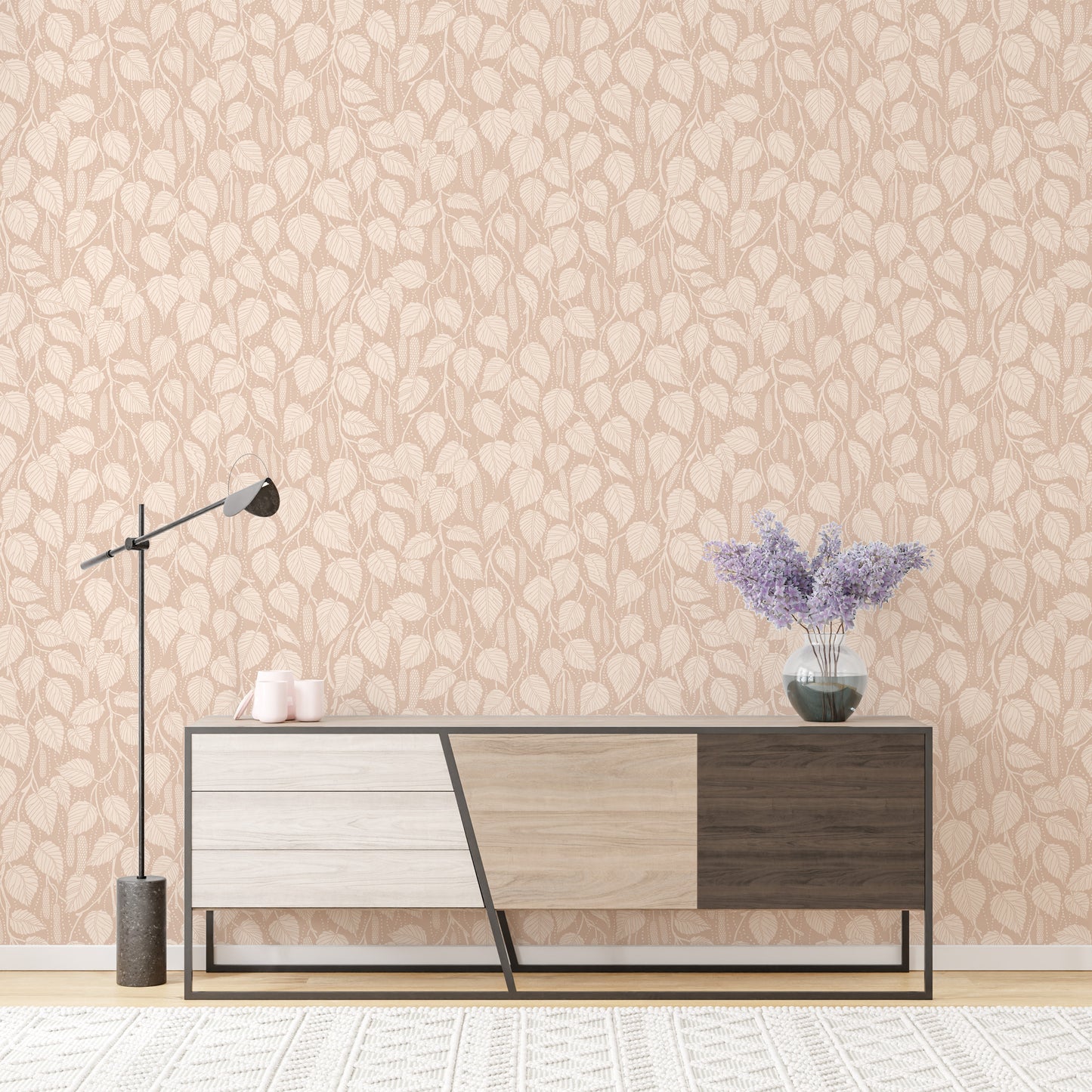 Terra-Toned Dewy Birch Branches Wallpaper⁠