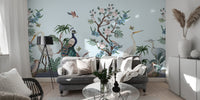 Peacock & Heron Bird Chinoiserie Wallpaper Murals - Giffywalls
