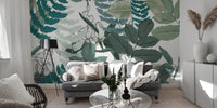 Green leaf wallpaper mural pattern
