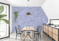Purple summer flower mural for serene home interiors.
