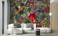 Electric Music Collage Graffiti Wall Mural - Giffywalls