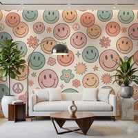 Retro Happy Face Groovy Smiles Wall Mural