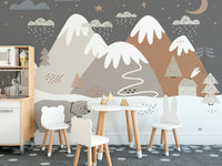 Cute polar bear in winter mural design
