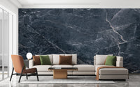 Dark Blue Marble Texture Wall Mural - Giffywalls