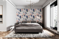 Navy peach floral wallpaper for stylish decor
