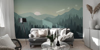 Dark Sunset Mountains Wallpaper Mural for Walls