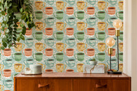 Vintage coffee mug mural for walls
