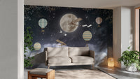 Shinny Stars Night Hot Air Balloons Wallpaper Murals - Giffywalls