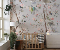 Chinoeserie Floral design Wallpaper Mural - Giffywalls