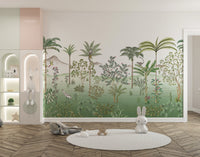 Lush exotic tropical wall mural design