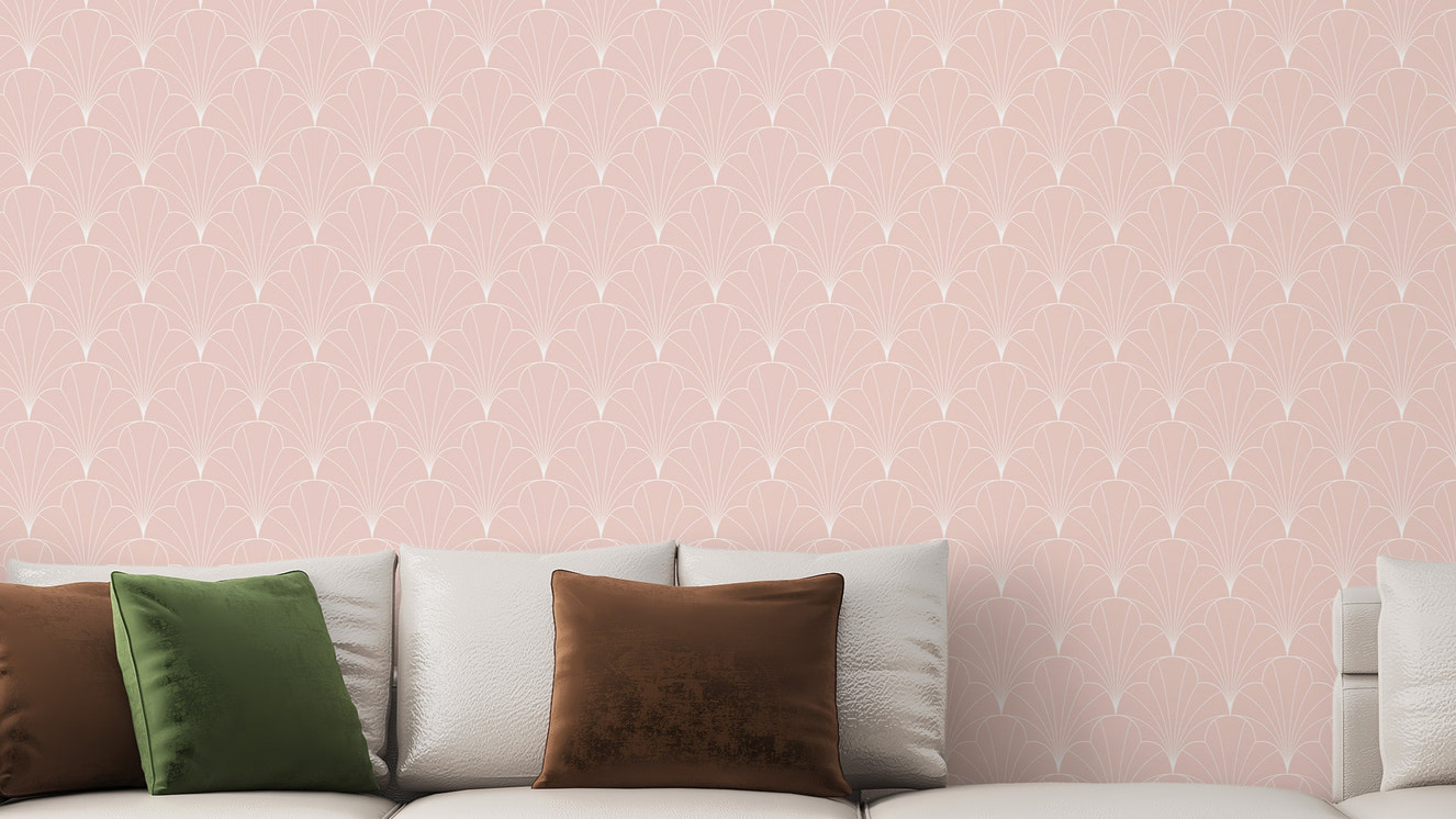 Soft pink art deco geometric wallpaper