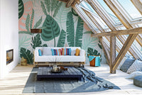 Trendy Tropical Green Leaves Wallpaper
